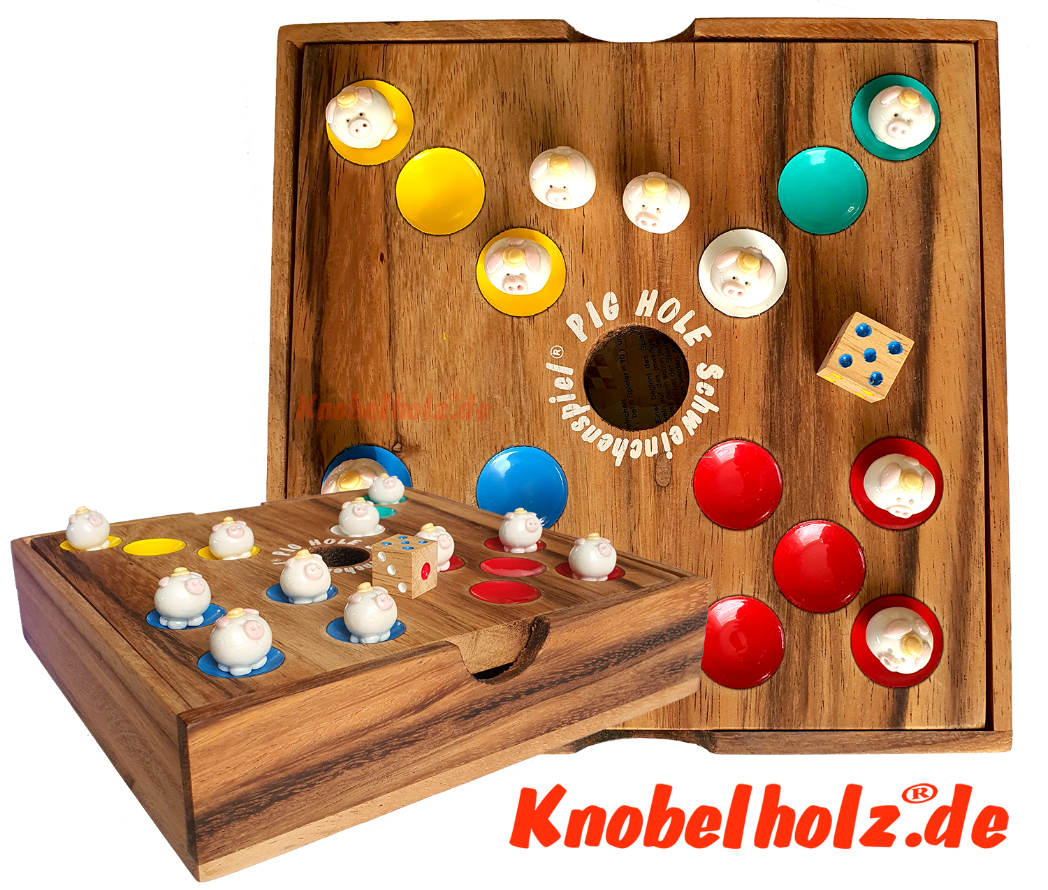 Schweinchenspiel, Pig Hole, Big Hole das Würfelspiel für die ganze Familie von Knobelholz