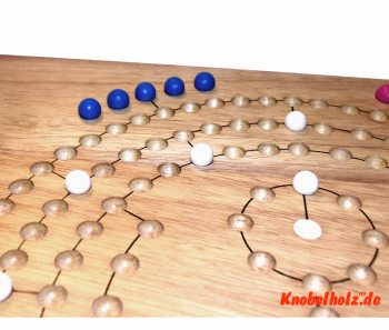 BBarricade Blockade rund für 6 Spieler, ein Würfelspiel mit Kugeln aus Holz zum Klappbrett für die ganze Familie mit den Maßen 39,0 x 39,0 x 3,5 cm , barricade wooden game board round samanea