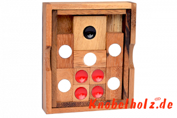 Khun Pan small Escape Schiebespiel in einer Holzbox tolles Schiebespiel für einen Spieler mit den Maßen 9,7 x 8,2 x 2,2 cm , khun pan samanea wooden game