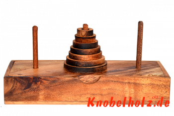 Turm von Hanoi mit 7 runden Scheiben Logikspiel in einer Holzbox Pagoda wooden puzzle