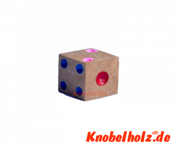 Holzwürfel 15 mm Spielwürfel aus Holz mit 1 bis 6 Punkten  in den Maßen 1,5 x 1,5 x 1,5 cm