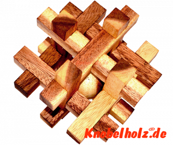 Tavor Holzpuzzle large Käfig Puzzle, Knobelspiel, Interlock Puzzle aus Holz, Samanea wooden