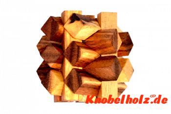 Alternated Lying Brick Holzpuzzle 3D mit 15 Teilen Wooden IQ Puzzle, Geduld Puzzle, Denkspiel in den Maßen 7,8 x 7,8 x 7,8 cm, samanea brain teaser