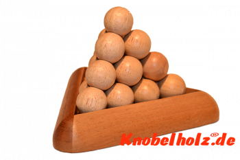 Ball Pyramide 1 Holzpuzzle 3D Pyramide Kolossal Puzzle mit 6 Holzteilen, IQ Puzzle, Geduld Puzzle, Denkspiel in den Maßen 14,5 x 14,5 x 9,0 cm, monkey pod teaser