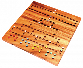 Barricade Blockade Würfelspiel in einem Klappbrett aus Holz Xlarge 35,0 x 35,0 x 3,5 cm, Knobelholz Würfelspiel für 4 Spieler 