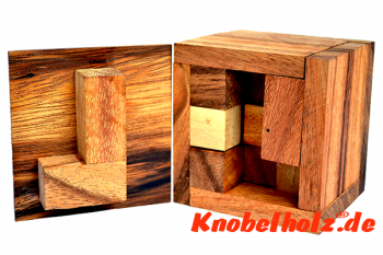 Burr Box Cube Puzzle 3 D, Knobelspiel ein Interlock Puzzle aus Holz mit den Maßen 8,0 x 8,0 x 8,0 cm samanea wooden brain teaser