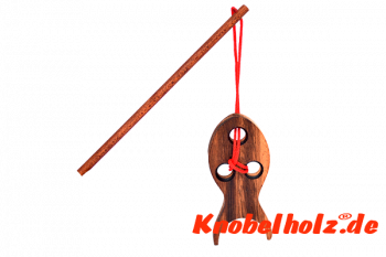 Fischers Fritze Angler Puzzle Magic Fisch Holzpuzzle, Angel Spiel, Wooden IQ Game, Geduld Puzzle, Denkspiel in den Maßen 20,0 x 5,0 x 1,0 cm, samanea brain teaser