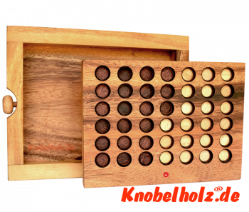 Connect Four Chips 2 Spieler Strategie Spiel Vier in einer Reihe, Bingo Samanea Holz Strategie Spiel mit Chips mit den Maßen 24,0 x 18,5 x 6 cm , connect four monkey pod bingo