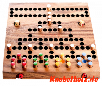 Barrikade, Blockade Spielbrett large Würfelspiel 4 Spielerl aus Samanea Holz mit den Maßen 30,0 x 15,5 x 3,5 cm , barricade wooden game flip board monkey pod