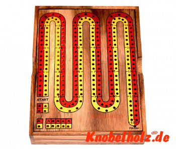 Cribbage Box ein Kartenspiel für 2 Personen oder Teams, Cribbage in Samanea Wooden Holz Box mit Spielkarten und Spielfiguren