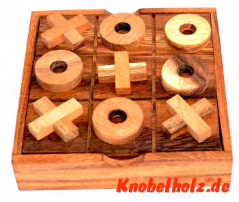 Cross Road Tic Tac Toe oder Käsekästchen Strategiespiel für 2 Personen aus Samanea Holz