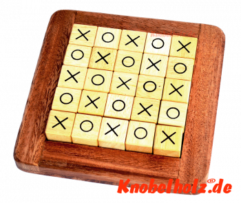 Cross Road Tic Tac Toe oder Käsekästchen Strategiespiel für 2 Personen aus Samanea Holz