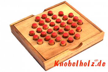Solitaire Extra Pins large oder Steckhalama Box das beliebteste Strategie Spiel für 1 Spieler aus Holz in der samanea Holz Box