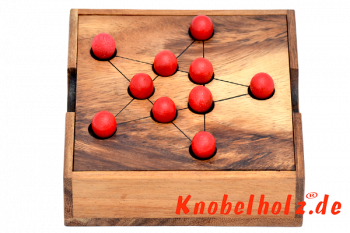 Pytagore Star ist ein Strategiespiel für einen Spieler in Holz Box ähnlich dem Spiel Solitaire.