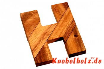 H Puzzle buchstaben Holzpuzzle Wooden Game Tangram mit 6 Holzteilen in den Maßen 7,6 x 5,8 x 2,0 cm, samanea brain teaser