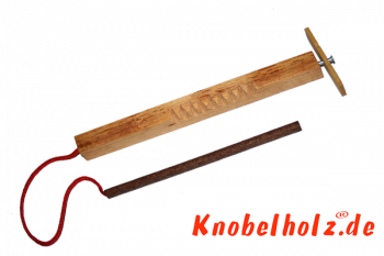 Hui Hui Maschine, Zauberpropeller, Andersrum, Hui-Hui-Rad, Hui-Rädchen, Hui-Hui-Rädchen, Magische Windmühle, Trickpuzzle in den Maßen 4,0 x 20,8 x 1,5 cm, samanea holz