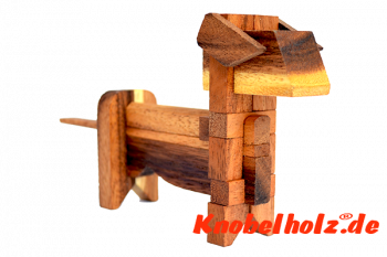 Hund Puzzle für Hundeliebhaber Holzhund zerlegen reinigen gassi gehen, IQ Puzzle, Geduld Puzzle, Denkspiel in den Maßen 16,5 x 4,3 x 10,5 cm, monkey pod teaser