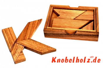 K Puzzle Box Buchstaben K Holzpuzzle Wooden Game Tangram mit 5 Holzteilen in den Maßen 7,6 x 11,8 x 2,0 cm, samanea brain teaser