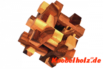 Käfig 24 Big Pen Puzzle Tavor Holzpuzzle tricky mit 24 Holzteilen Wooden IQ Game, Geduld Puzzle, Denkspiel in den Maßen 9,0 x 9,0 x 9,0 cm, samanea brain teaser