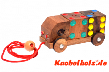 Kinder Würfel LKW aus Holzbausteinen Holzpuzzle mit Spielwürfeln aus Holz, Kinder Puzzle, Geduld Puzzle, Denkspiel in den Maßen 11,5 x 5,8 x 5,8 cm, samanea brain teaser puzzle