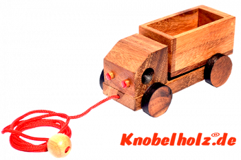 Kinder Kipper LKW aus Holzbausteinen Holzpuzzle mit Teilen aus Holz,Kinder Puzzle, Geduld Puzzle, Denkspiel in den Maßen 13,5 x 6,8 x 6,0 cm, samanea brain teaser puzzle
