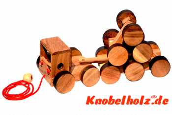 Kinder Truck 16 Wheels Eisenbahn Zug Puzzle aus Holz Holzzug mit Anhänger, Kinder Puzzle, Geduld Puzzle, Holzspiel in den Maßen 25,0 x 10,2 x 8,0 cm, samanea brain teaser puzzle