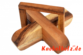 Kreuz und Ring geschicklichkeits Puzzle Brain Teaser Cross Out in den Maßen 8,2 x 14,4 x 3,5 cm, monkey pod puzzle