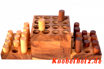 Mindeful Strategiespiel aus Monkey Pod Holz für 2 Personen Spiel mit den Maßen 17,0 x 12,0 x 10,0 cm