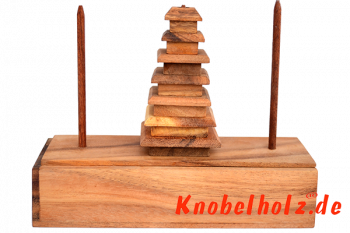 Chadi Turm von Hanoi mit 7 Platten Logikspiel in einer Holzbox Pagoda wooden puzzle