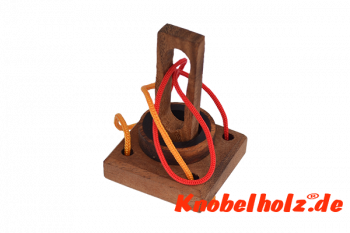 Ring Puzzle xsmall String Puzzle ein Ring und 2 Schlaufen bringen ein Problem Maße 5,0 x 5,0 x 5,0 cm, crazy-ring-string wooden puzzle samanea