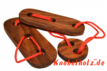 Schnur Puzzle 2 mit 3 Teilen aus Holz Schnurpuzzle lösen