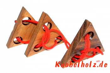 Triangle Schnur Puzzle Schnurpuzzle im Triangle aus Holz ist zu lösen