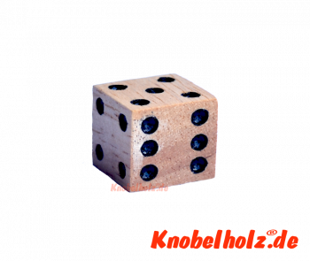 Holzwürfel 20 mm Spielwürfel aus Holz mit 1 bis 6 Punkten  in den Maßen 2,0 x 2,0 x 2,0 cm
