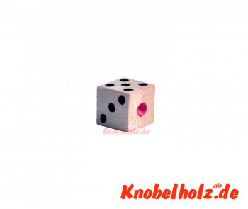 Holzwürfel 12 mm Spielwürfel aus Holz mit 1 bis 6 Punkten  in den Maßen 1,2 x 1,2 x 1,2 cm