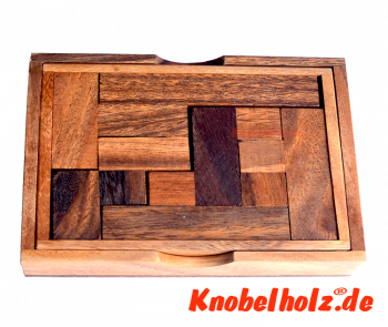 Topanto Holzpuzzle, 2d puzzle, 3d puzzle, Pentominoe Puzzle, Tangram aus Holz in den Maßen 13,5 x 11,50 x 3,0 cm samanea wooden puzzle monkey pod