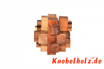 Pen Up mini 3D Holzpuzzle Brick schweres Puzzle mit 12 Teilen in den Maßen 5,0 x 5,0 x 5,0 cm, monkey pod brain teaser