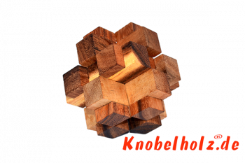 Pen Up small 3D Holzpuzzle Brick schweres Puzzle mit 12 Teilen in den Maßen 5,8 x 5,8 x 5,8 cm, monkey pod brain teaser