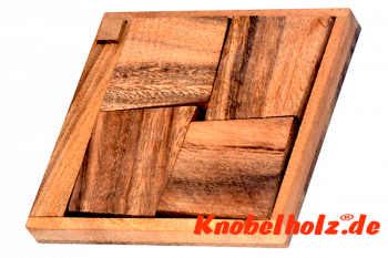Possible Pack Puzzle Holz Legespiel in Holzbox mit den Maßen 11,5 x 10,2 x 1,4 cm samanea wooden brain teaser 