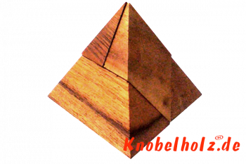 Pyramiden Holzpuzzle tricky mit 4 Teilen Wooden IQ Game und Brain Teaser Denkspiel in den Maßen 7,0 x 7,0 x 7,0 cm, samanea brain teaser