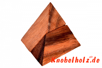 Pyramiden Holzpuzzle large mit 2 Teilen Wooden Game Brain Teaser Denkspiel in den Maßen 5,5 x 7,0 x 5,5 cm, samanea brain teaser
