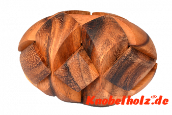 Rugby Football Holzpuzzle 3D Rugby Puzzle mit 9 Holzteilen, IQ Puzzle, Geduld Puzzle, Denkspiel in den Maßen 9,0 x 6,0 x 6,0 cm, monkey pod teaser