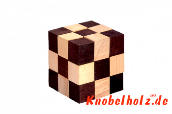 Snake Cube Schlangenwürfel 3D Puzzle für eine Person in den Maßen 4,5 x 4,5 x 4,5 cm, samanea wooden puzzle brain teaser