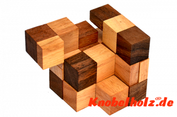 Snake Cube Box Puzzle Half Stone Cube Puzzle in den Maßen 9,8 x 7,5 x 10,0 cm samanea wooden brainteaser