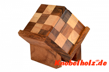 Snake Cube Box Puzzle Half Stone Cube Puzzle in den Maßen  9,8 x 7,5 x 10,0 cm samanea wooden brainteaser 