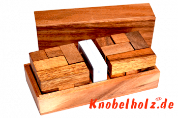 Soma Würfel Battle 2 Spieler mit Vorlagen Karten Holzpuzzle 3D mit 7 Teilen IQ Puzzle, Geduld Puzzle, Denkspiel in den Maßen 7,0 x 16,0 x 7,0 cm, samanea brain teaser