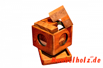 Soma Würfel Holzpuzzle tricky mit 7 Teilen Wooden IQ Game, Geduld Puzzle, Denkspiel in den Maßen 4,5 x 4,5 x 4,8 cm, samanea brain teaser