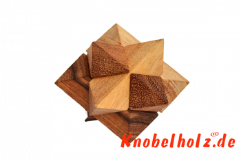 Stern Puzzle Interlock Puzzle mit 6 Holzteilen für einen Spieler in den Maßen 5,0 x 5,0 x 5,0 cm , puzzle brain teaser