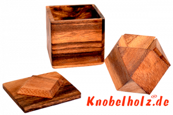 2 Pyramiden in Box Holzpuzzle tricky mit 4 Teilen Wooden IQ Puzzle, Geduld Puzzle, Denkspiel in den Maßen 6,6 x 6,6 x 6,6 cm, samanea brain teaser