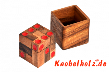 Dice Cube Würfelpuzzle small 3D Puzzle mit 9 Teilen in den Maßen 5,7 x 5,7 x 5,5 cm, samanea wooden puzzle brain teaser